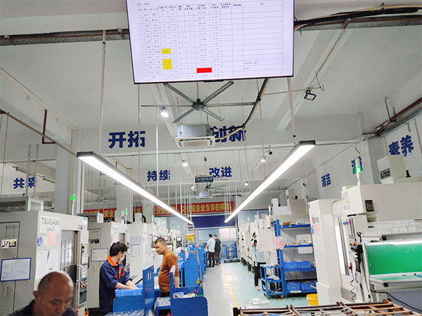 车间安装LED条形灯...